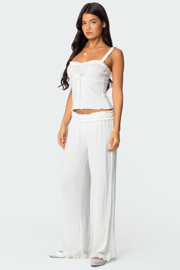 Edikted Sylvia Pointelle Tank Top White