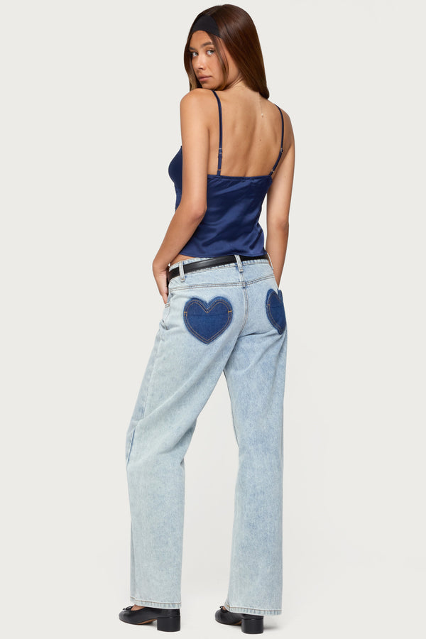 Edikted Tamar Satin Effect Tank Top Navy