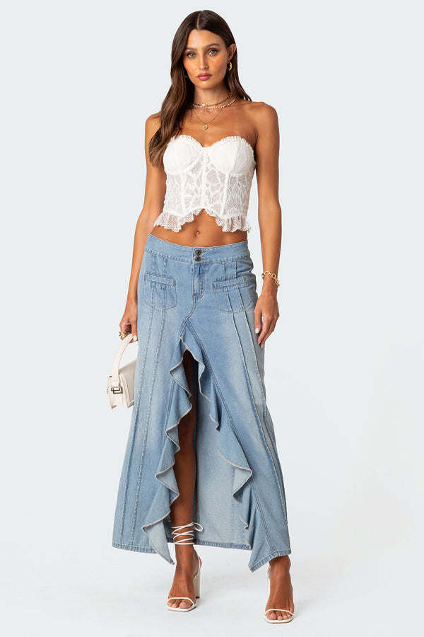 Edikted Tea Party Sheer Lace Corset White