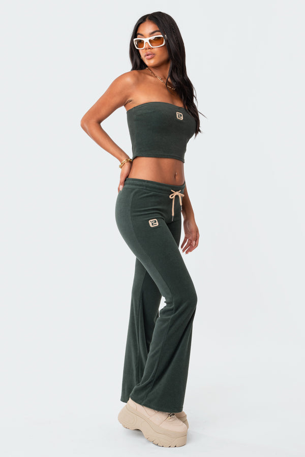 edikted Terry Low-Rise Pants green