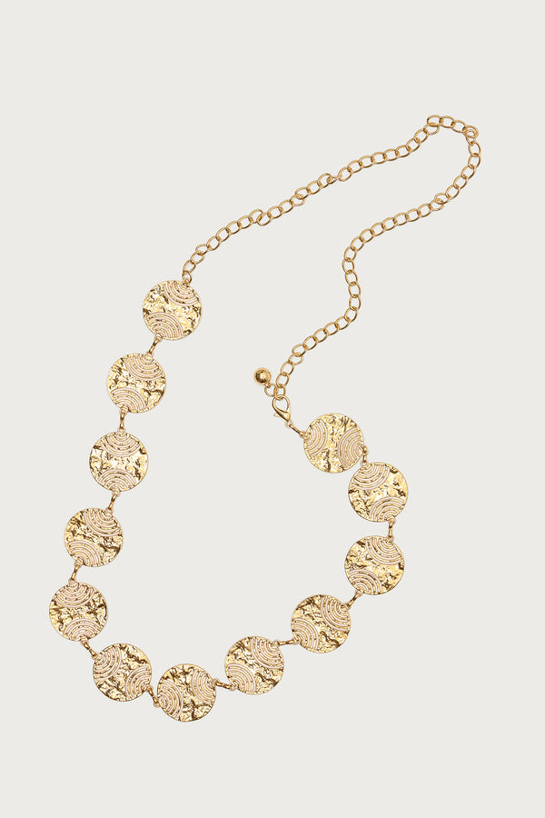 Edikted Textured Disc Chain Belt Gold