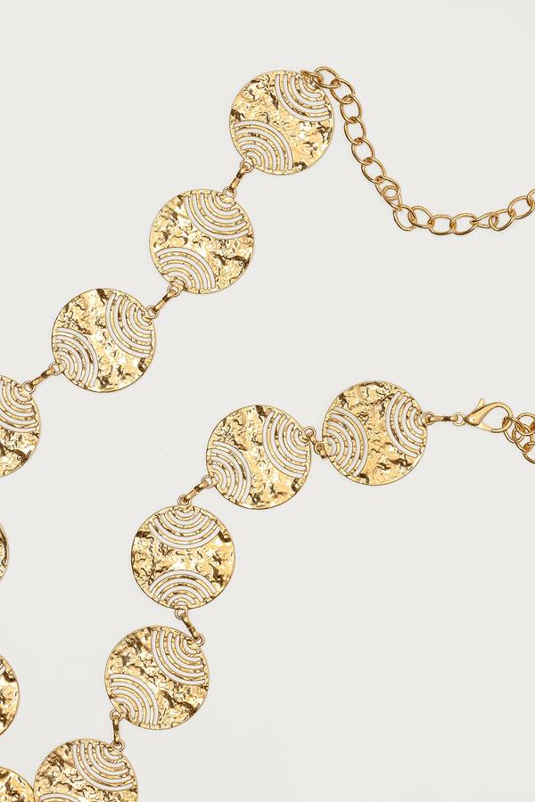 Edikted Textured Disc Chain Belt Gold