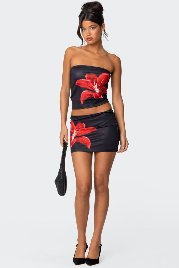 edikted Tiger Blossom Mini Skirt black