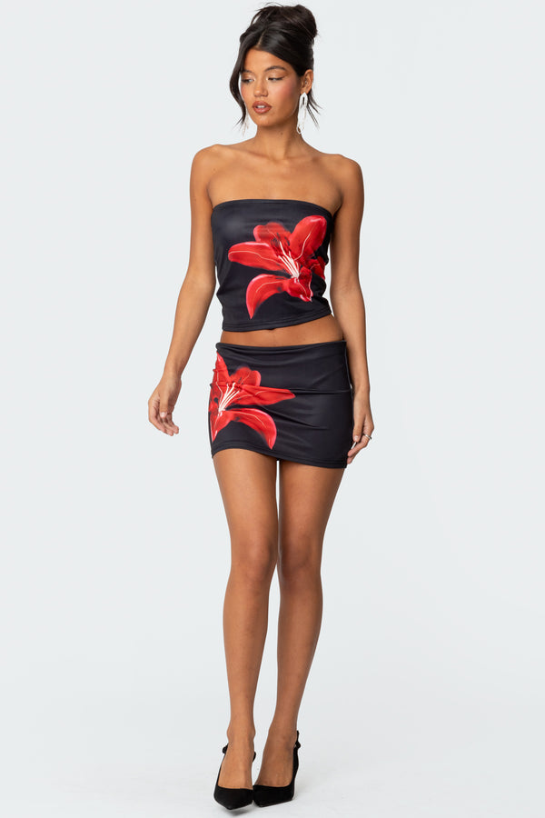 Edikted Tiger Blossom Tube Top Black