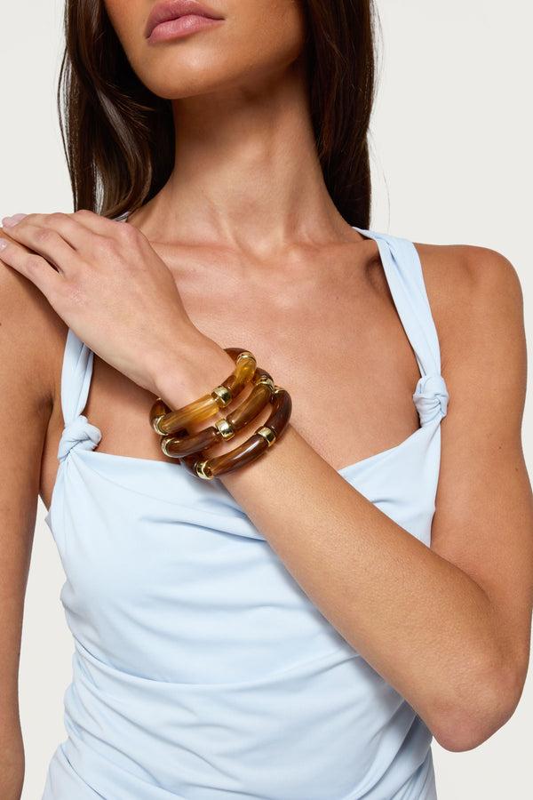 edikted Tortoise Bracelet Pack brown