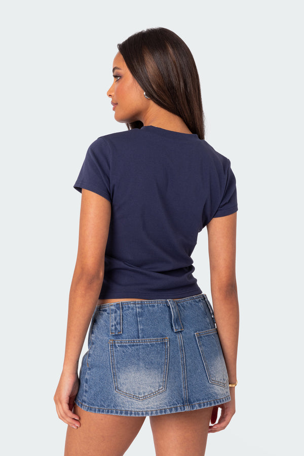 Edikted Tuned In T Shirt Navy