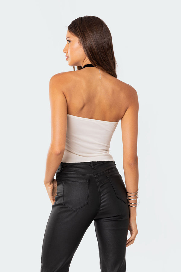 Edikted Twisted Split Front Tube Top White