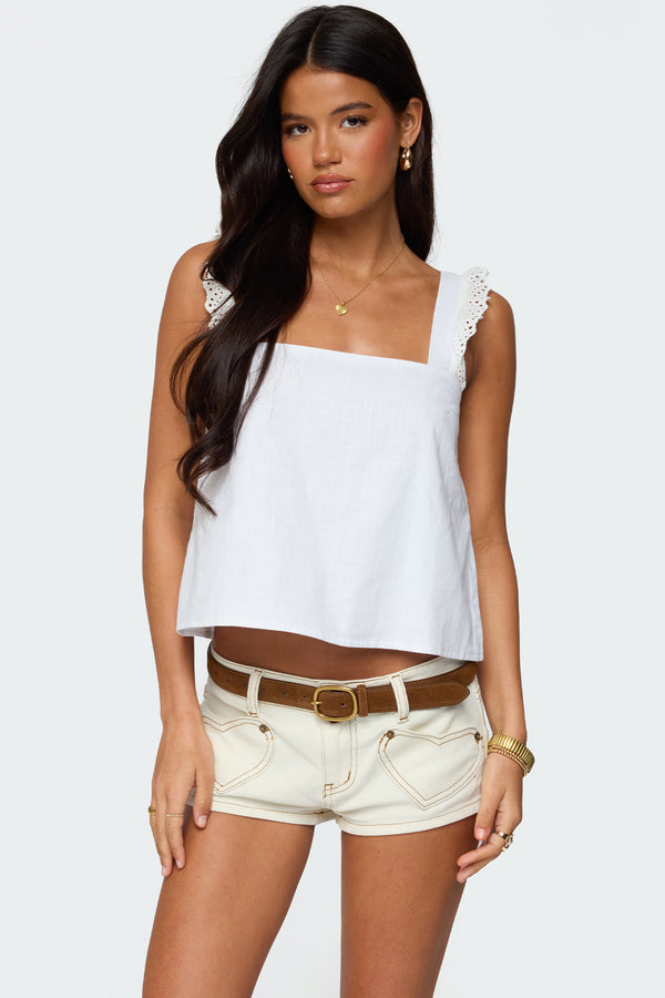 edikted Viviana Linen Look Top white