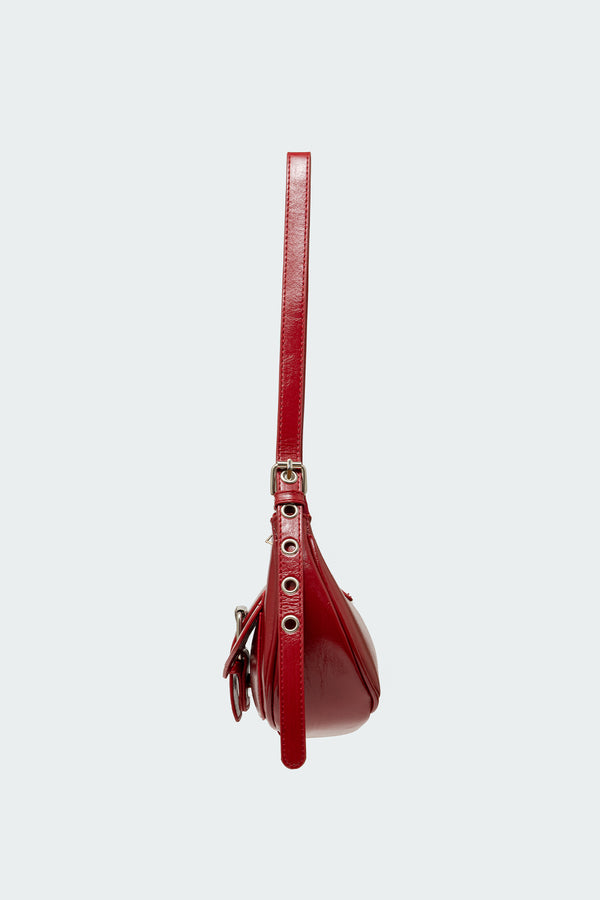 Edikted Washed Faux Leather Buckle Bag Burgundy