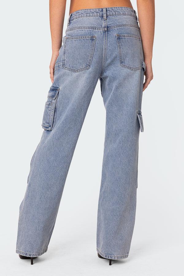 Edikted Winslow Cargo Jeans Light Blue