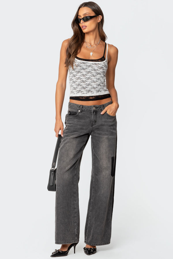 Edikted Wynnie Layered Lace Tank Top White