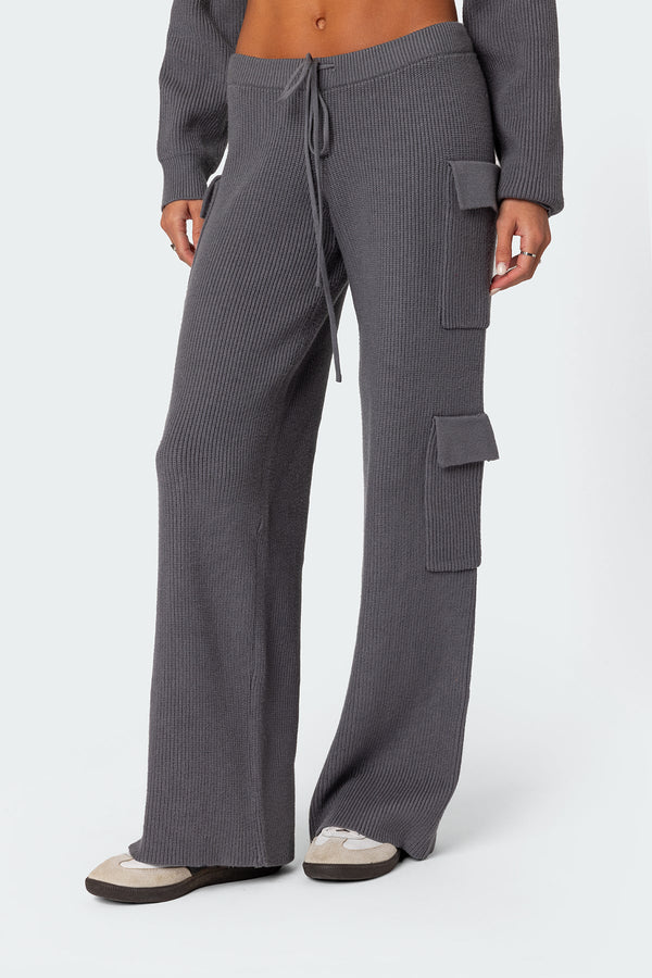 Edikted Wynter Knit Cargo Pants Gray