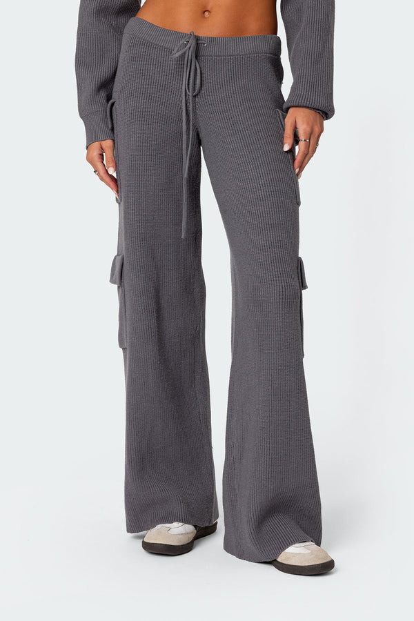 Edikted Wynter Knit Cargo Pants Gray