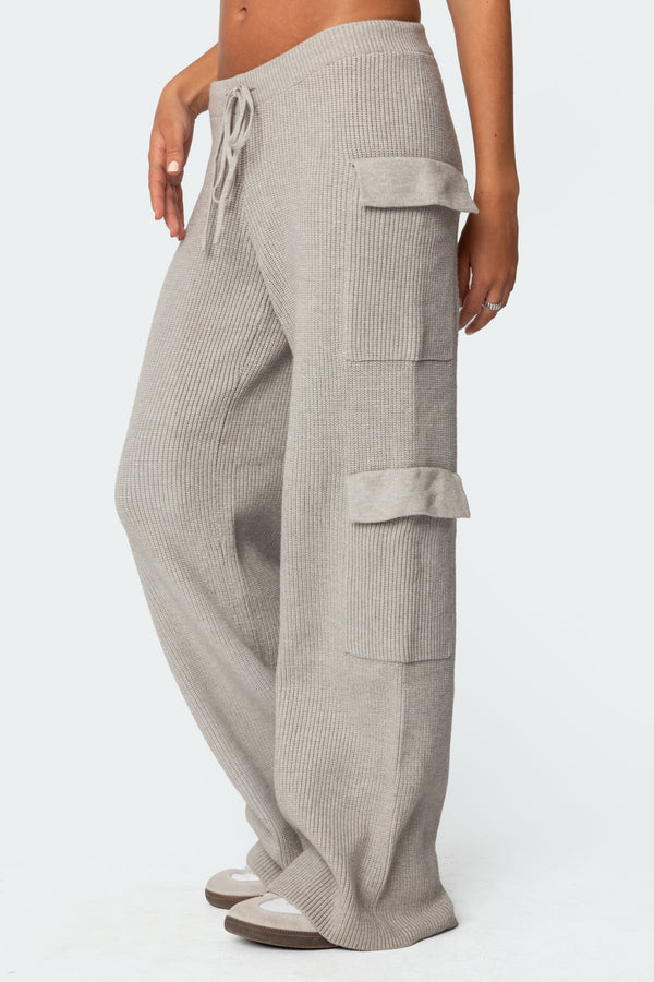 Edikted Wynter Knit Cargo Pants Gray Melange