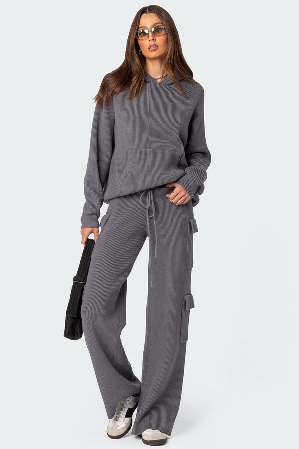 edikted Wynter Knit Cargo Pants gray