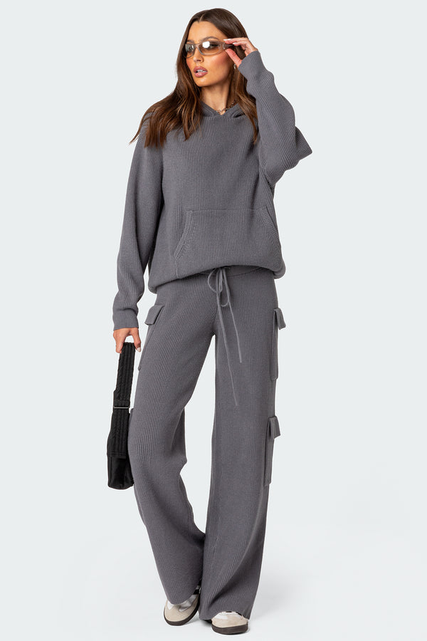 Edikted Wynter Oversized Knit Hoodie Gray