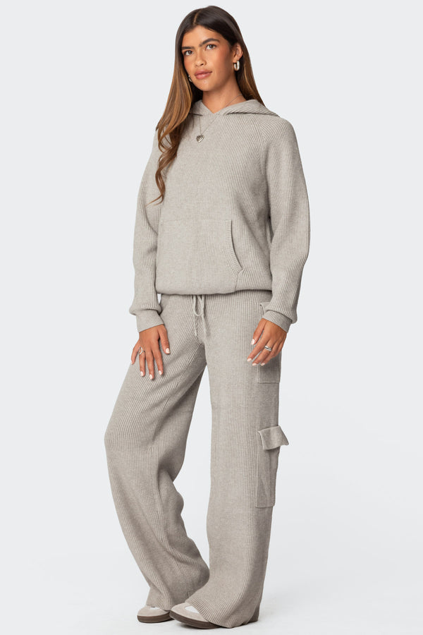 Edikted Wynter Oversized Knit Hoodie Gray Melange