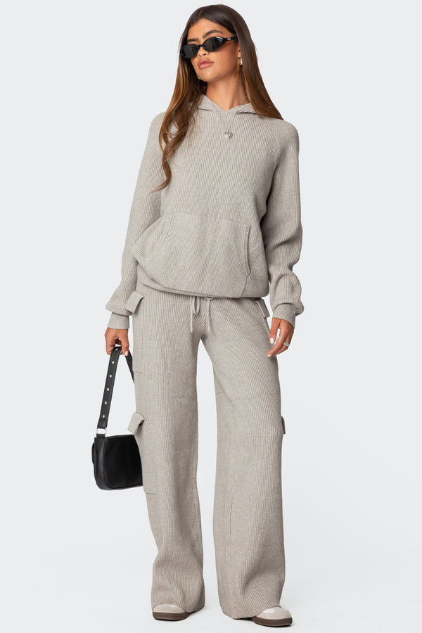 Edikted Wynter Oversized Knit Hoodie Gray Melange