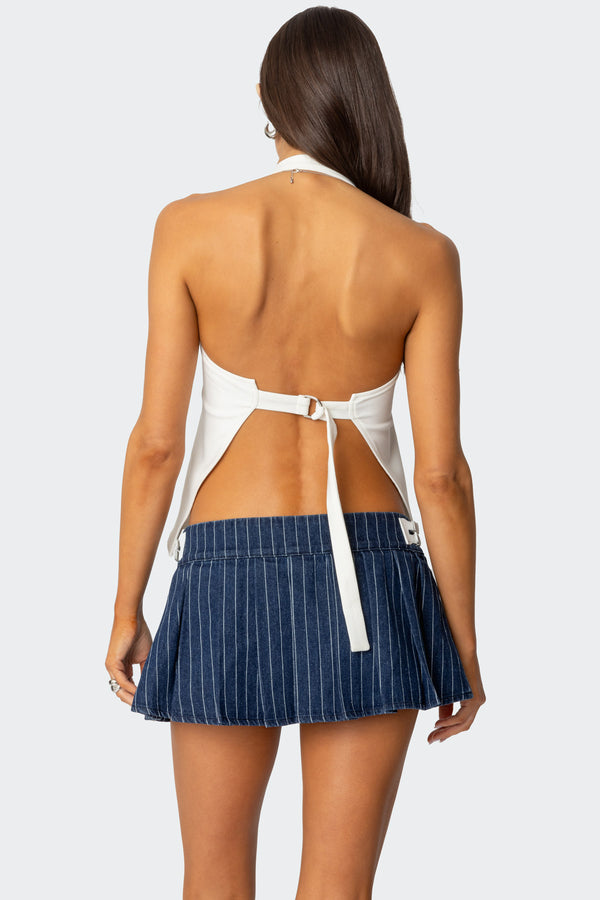 Edikted Yazi Backless Halter Top Cream