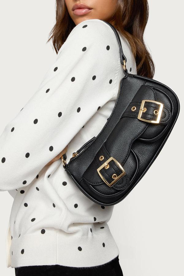 edikted Zinnia Faux Leather Buckle Bag black