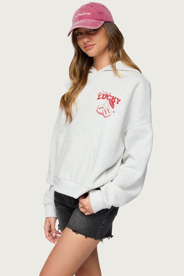 Edikted Feeling Lucky Oversized Hoodie Gray Melange