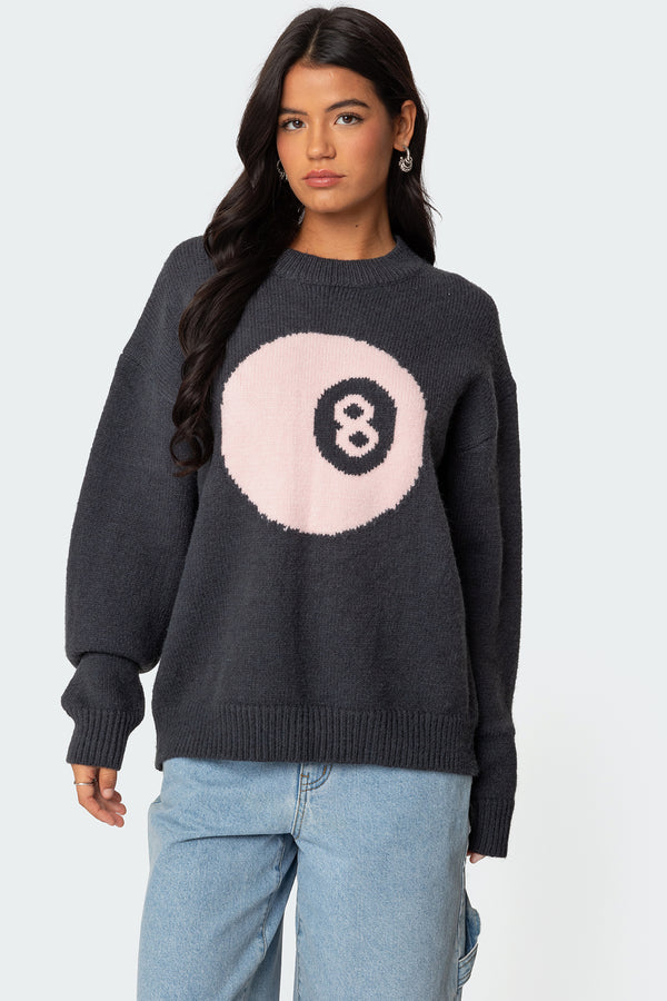edikted Magic 8 Oversized Chunky Knit Sweater dark gray
