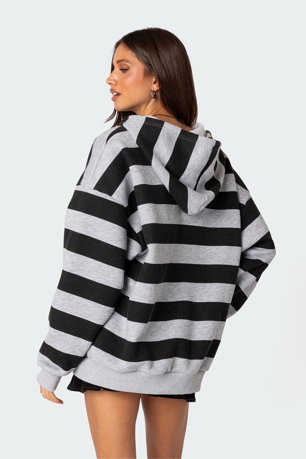 Edikted Maritza Oversized Zip Up Hoodie Gray Melange