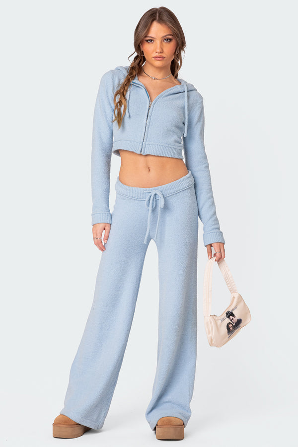 Edikted Plush Super Soft Hooded Cardigan Light-blue