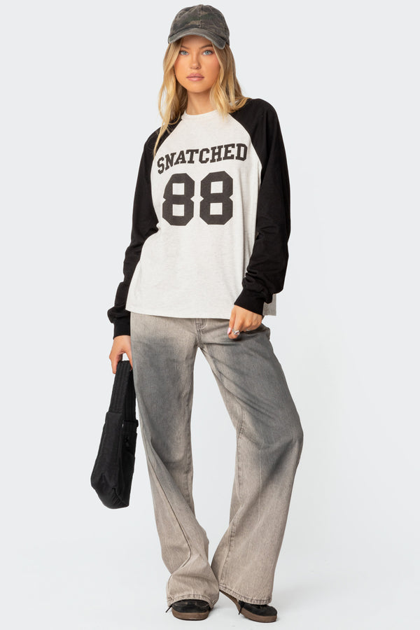 Edikted Snatched Oversized Long Sleeve T Shirt Gray Melange