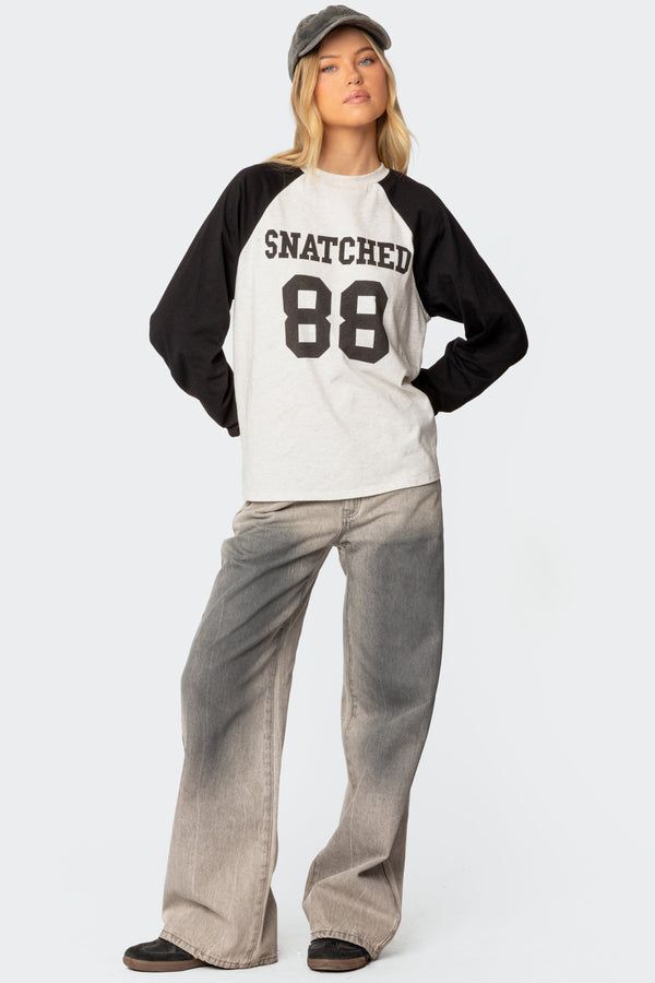 Edikted Snatched Oversized Long Sleeve T Shirt Gray Melange