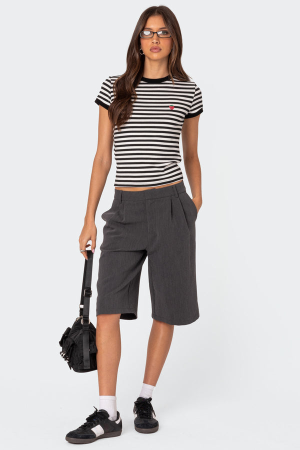 Edikted Strawberry Fields Striped T Shirt Black And White