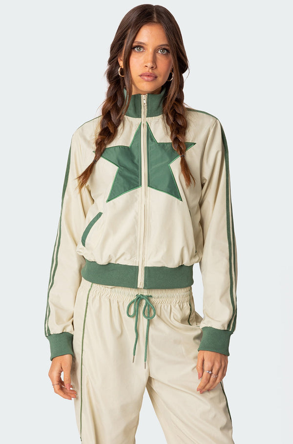 edikted Superstar Nylon Track Jacket off white and olive