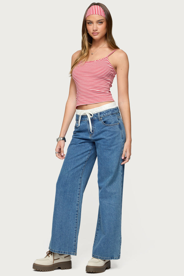 Edikted Two Piece Striped Headband Tank Top Red And White