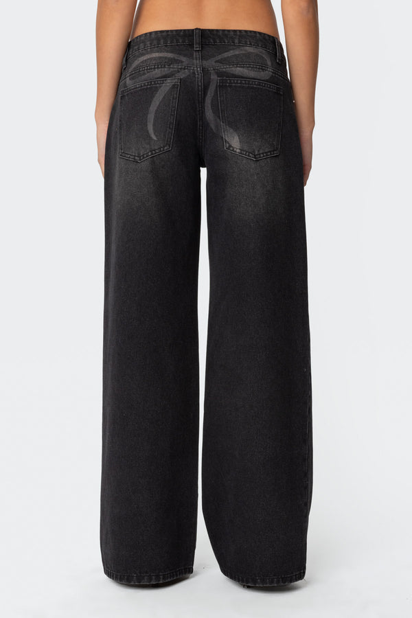 Edikted Vyxen Vintage Washed Low Rise Jeans Black Washed