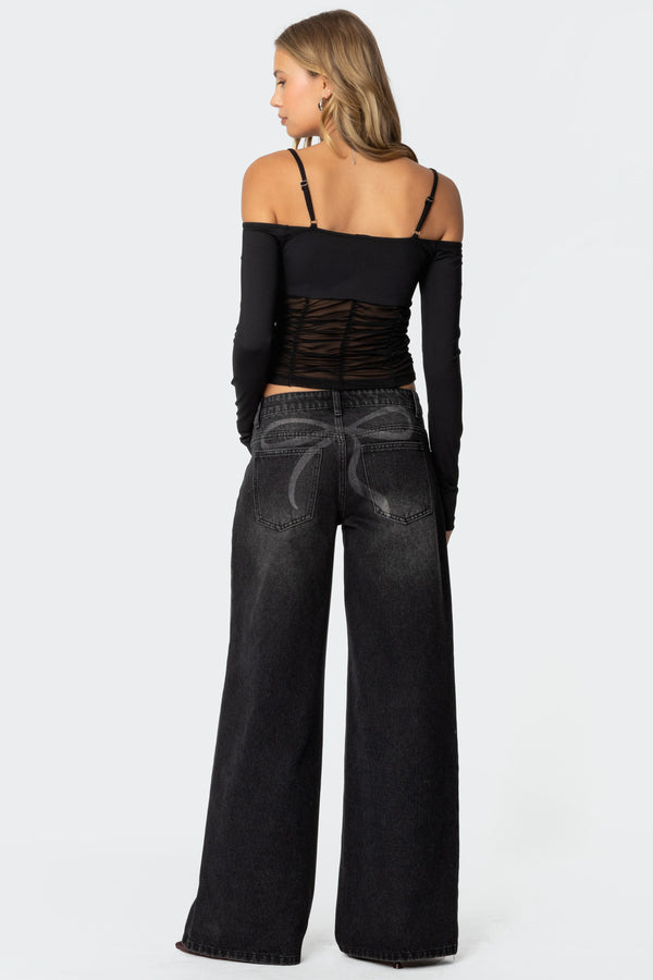 edikted Vyxen Vintage Washed Low Rise Jeans black washed