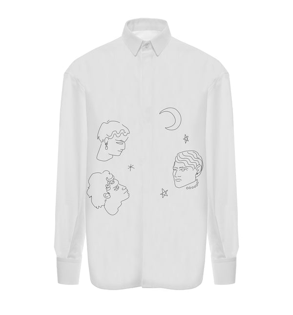 edithmarcel Boyfriend style popline shirt with face