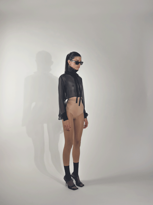 edithmarcel Pleated collar crop-shirt