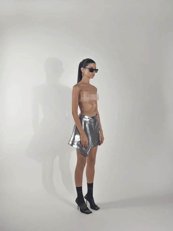 edithmarcel Silver denim skirt