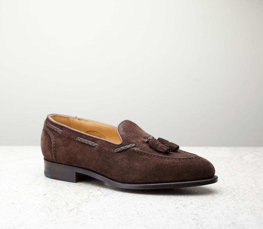 edward green Belgravia 184 last — mink suede with leather soles