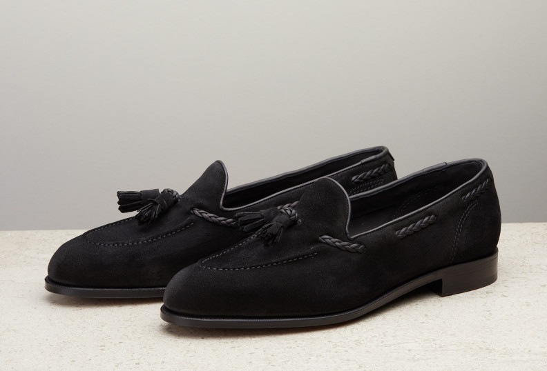 Edward Green Belgravia Unlined 184 Last — Black Suede With Slim Leather Soles