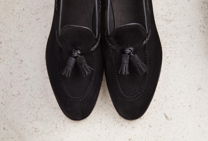 Edward Green Belgravia Unlined 184 Last — Black Suede With Slim Leather Soles