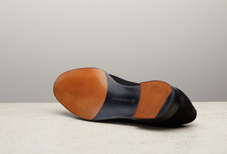 Edward Green Belgravia Unlined 184 Last — Black Suede With Slim Leather Soles