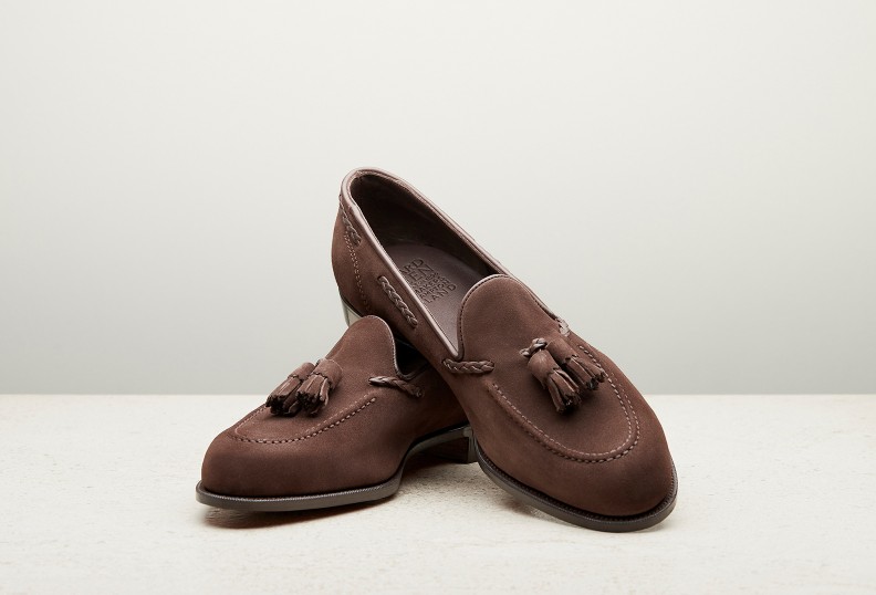 Edward Green Belgravia Unlined 184 Last — Espresso Suede With Slim Leather Soles
