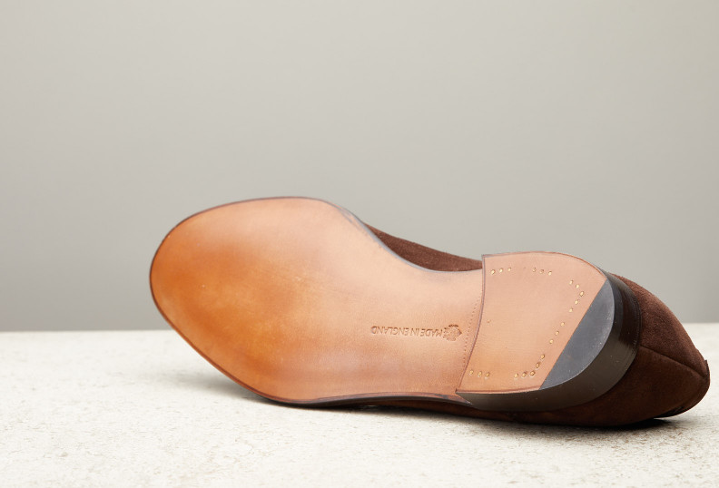 Edward Green Belgravia Unlined 184 Last — Mink Suede With Slim Leather Soles