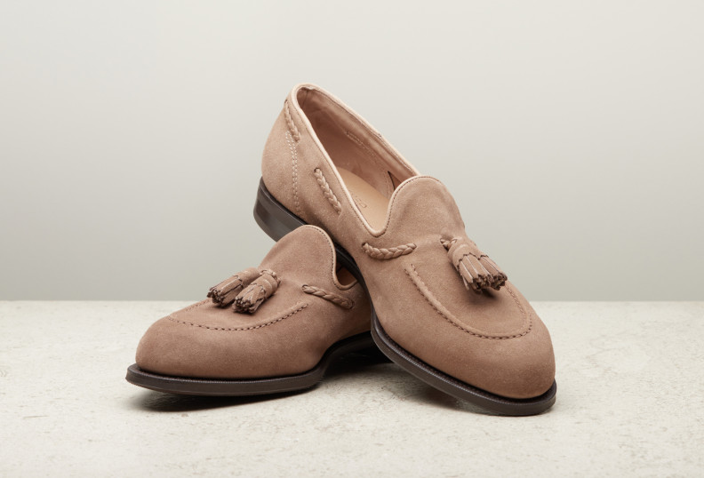 Edward Green Belgravia Unlined 184 Last — Mole Suede With Slim Rubber Soles