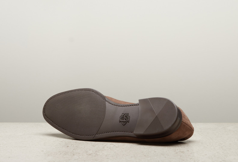 Edward Green Belgravia Unlined 184 Last — Mole Suede With Slim Rubber Soles