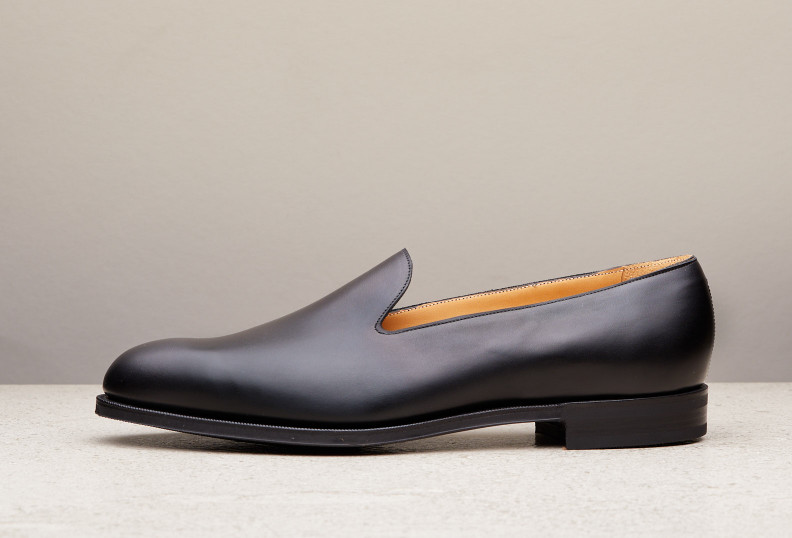 Edward Green Charles 184 Last — Black Arno Calf With Slim Rubber Soles