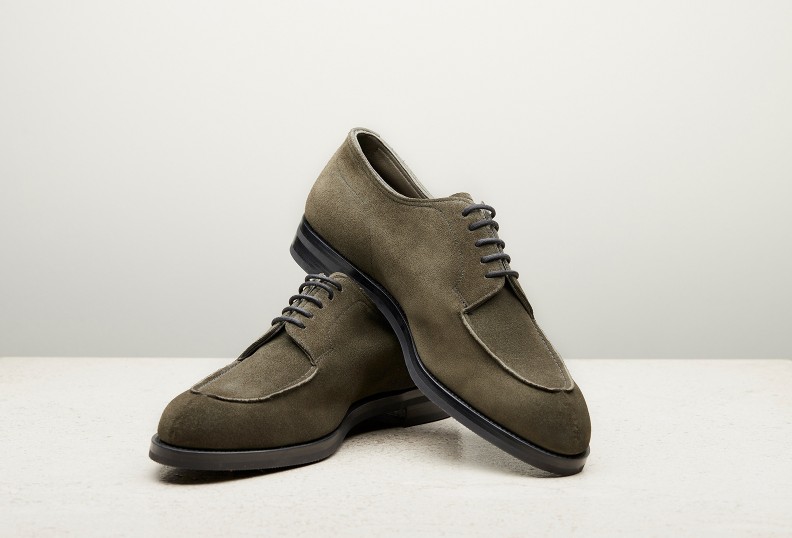 Edward Green Dover 202 Last — Moss Suede With Double Rubber Soles