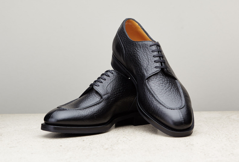 Edward Green Dover 606 Last — Black London Grain With Tapered Rubber Sole