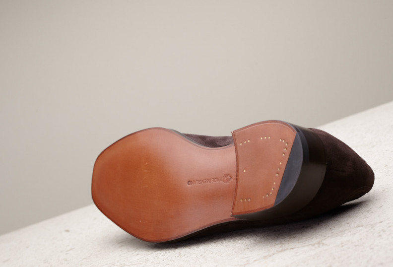 Edward Green Dover 606 Last — Espresso Suede With Tapered Double Leather Soles